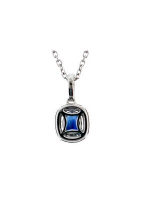 Oval Sapphire Pendant with Diamond Halo in 18K White Gold