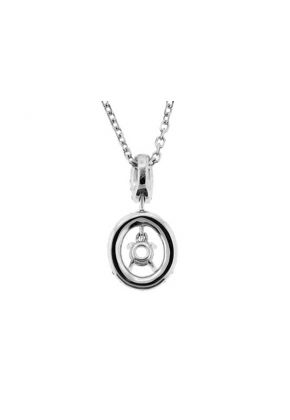 Oval Shaped Halo Style Solitaire Pendant with Diamond Rounds in 18k White Gold