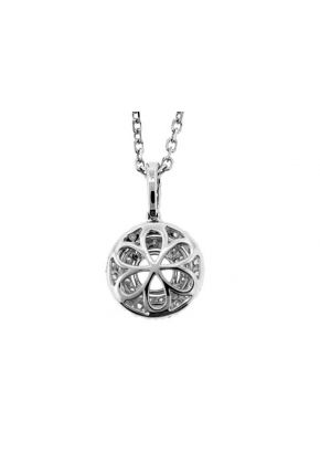Double Halo Solitaire Circular Pendant with Diamond Rounds in 18k White Gold