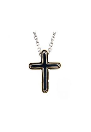 Cross Pendant with Prong Set Diamond Rounds in 18k Yellow Gold
