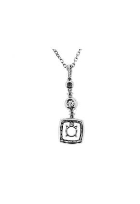 Round Pendant with Black Diamonds Set Between Round White Diamonds in 18k White Gold