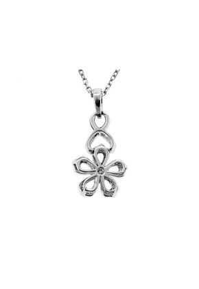 Dangling Flower Pendant with Diamond Rounds Set in 18k White Gold