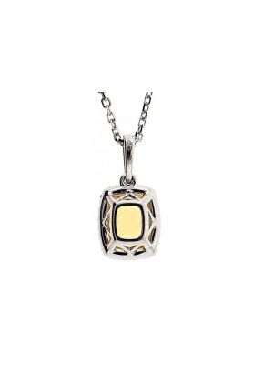 Rectangle Frame Halo Pendant with Radiant Citrine and Diamonds Set in 18k White Gold
