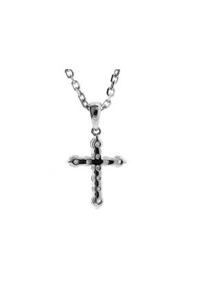 Cross Pendant with Prong Set Diamond Rounds in 18k White Gold