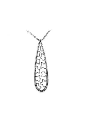 Long Vertical Pendant with Abstract Designs and Diamond Rounds Set in Platinum