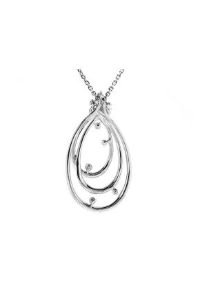 Triple Drop Shaped Pendant with Diamond Rounds Set in 18k White Gold