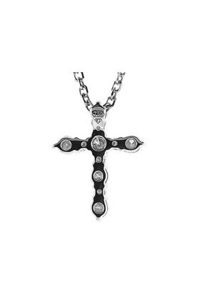 Cross Pendant with Prong Set Diamond Rounds in 18k White Gold