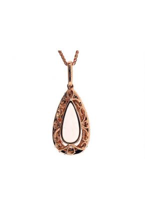 Pear or Drop Shaped Morganite Pendant with Diamond Halo Set in 18K Rose Gold