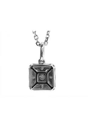 Square Pendant with Cluster of Diamonds Surrounded by Halo in 18k White Gold