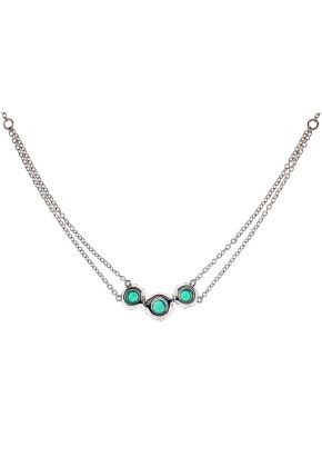 3 Stone Emerald Necklace with Diamond Halos Around Each in 18K White Gold
