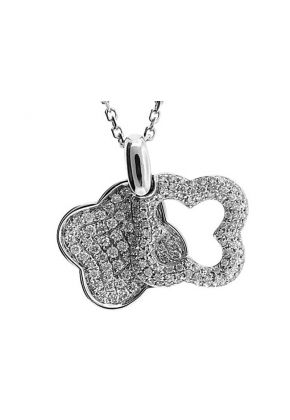 Swiveling Clover Pendant with Micro Pav?? Set Diamond Rounds in 18k White Gold