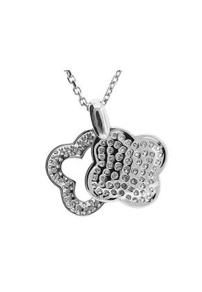 Swiveling Clover Pendant with Micro Pav?? Set Diamond Rounds in 18k White Gold