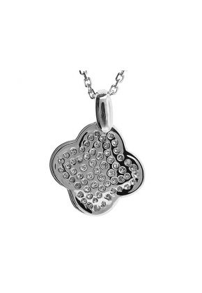Swiveling Clover Pendant with Micro Pav?? Set Diamond Rounds in 18k White Gold