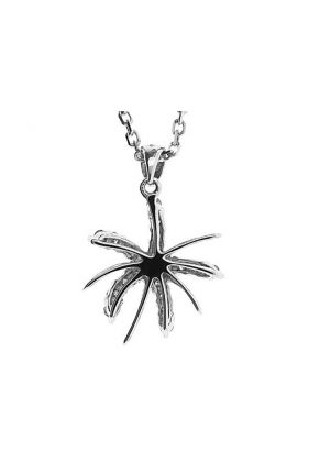 Starfish Pendant with Prong Set Diamond Rounds in 18k White Gold