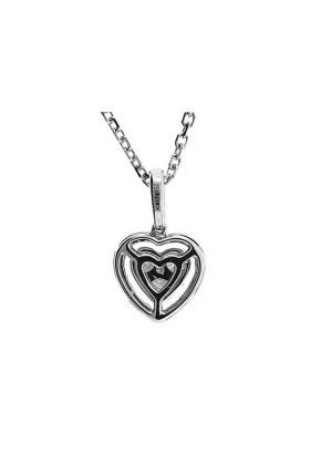 Halo Style Heart Pendant with Diamond Rounds Set in 18k White Gold