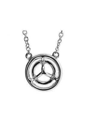 Round Double Halo Solitaire Necklace with Diamond Rounds in 18k White Gold