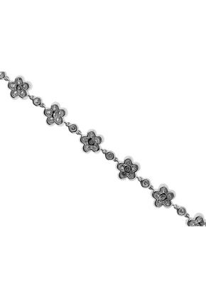 Flower Tennis Bracelet with Combination Set Round Diamonds in 18k White Gold