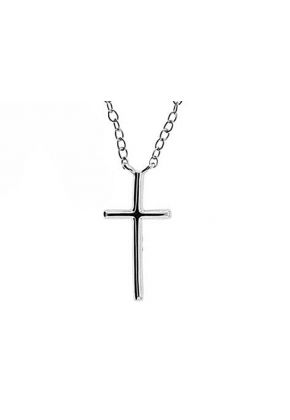 Cross Pendant with Diamond Rounds in 18k White Gold