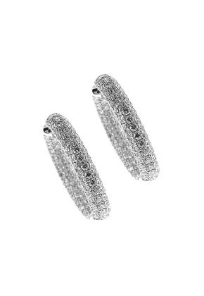 Inside Out Hoop Earrings with Pav?? Set Diamonds in 18k White Gold