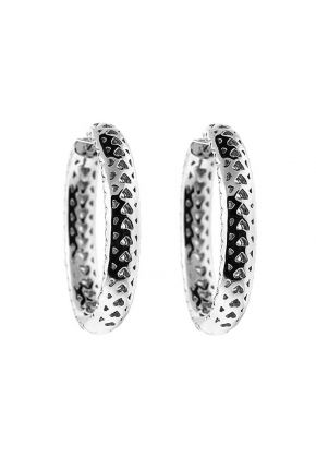 Inside Out Hoop Earrings with Pav?? Set Diamonds in 18k White Gold