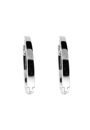 Hoop Earrings with Prong Set Diamonds in 18k White Gold