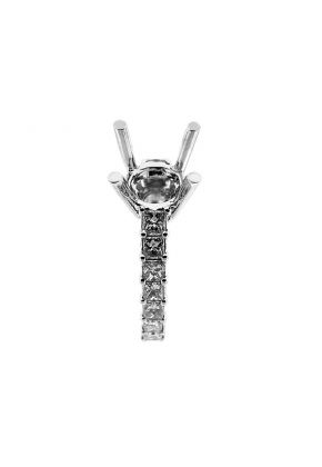 Single Row Eternity 1.76ct Princess Diamonds Semi Mount Engagement Ring 18kt White Gold