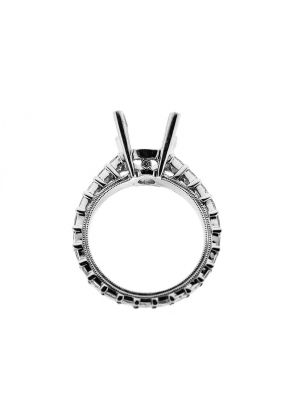 Single Row Eternity 1.76ct Princess Diamonds Semi Mount Engagement Ring 18kt White Gold