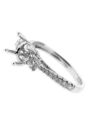 3 Sided 3 Stone Look With Hidden Diamond 0.61ct Semi Mount Engagement Ring 18kt White Gold