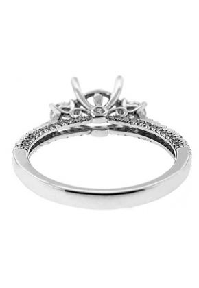 3 Sided 3 Stone Look With Hidden Diamond 0.61ct Semi Mount Engagement Ring 18kt White Gold