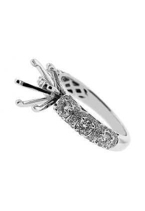 Six Stones With Halo 0.83ct Semi Mount Engagement Ring 18kt White Gold