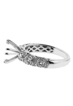 Six Stones With Halo 0.83ct Semi Mount Engagement Ring 18kt White Gold