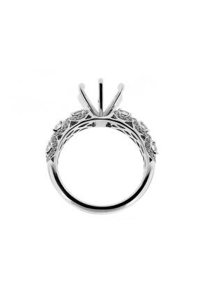 Six Stones With Halo 0.83ct Semi Mount Engagement Ring 18kt White Gold