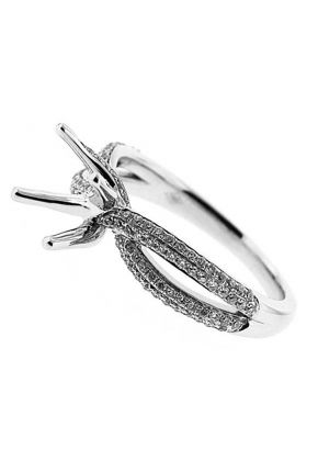 Twist Shank Pave 0.37ct Diamond Semi Mount Engagement Ring 18kt White Gold