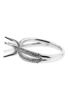 Twist Shank Pave 0.37ct Diamond Semi Mount Engagement Ring 18kt White Gold