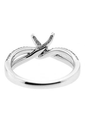 Twist Shank Pave 0.37ct Diamond Semi Mount Engagement Ring 18kt White Gold