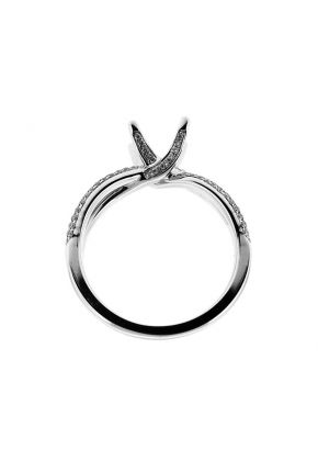 Twist Shank Pave 0.37ct Diamond Semi Mount Engagement Ring 18kt White Gold