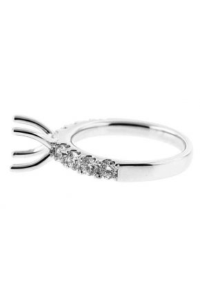 One Row Micro Prong Set 0.66ct Diamond Semi Mount Engagement Ring 18kt White Gold