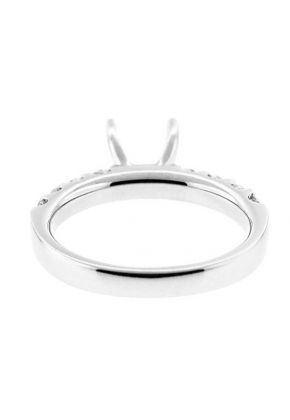 One Row Micro Prong Set 0.66ct Diamond Semi Mount Engagement Ring 18kt White Gold