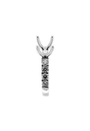 One Row Micro Prong Set 0.66ct Diamond Semi Mount Engagement Ring 18kt White Gold