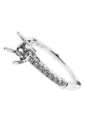 Single Row with Sides Fligree Crafted with Rope 0.30ct Diamond Semi Mount Engagement Ring 18kt White Gold