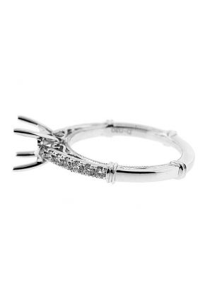 Single Row with Sides Fligree Crafted with Rope 0.30ct Diamond Semi Mount Engagement Ring 18kt White Gold