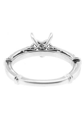 Single Row with Sides Fligree Crafted with Rope 0.30ct Diamond Semi Mount Engagement Ring 18kt White Gold