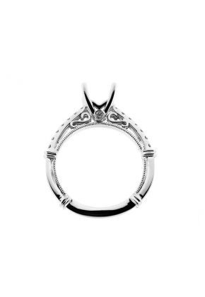 Single Row with Sides Fligree Crafted with Rope 0.30ct Diamond Semi Mount Engagement Ring 18kt White Gold