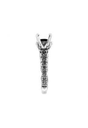 Single Row Sides Fligree Crafted with Milgrain 0.37ct Diamond Semi Mount Engagement Ring 18kt White Gold