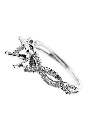 Twist Shank 0.26ct Diamond Semi Mount Engagement Ring 18kt White Gold