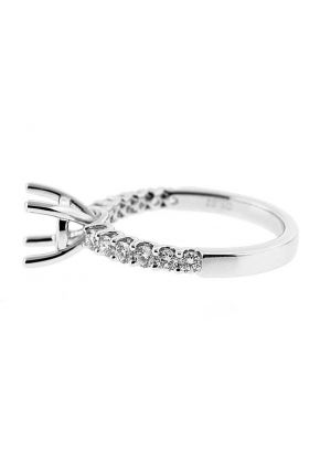 U Prong Set Single Row Semi Mount Diamond Engagement Ring 18kt White Gold