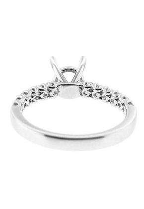 U Prong Set Single Row Semi Mount Diamond Engagement Ring 18kt White Gold