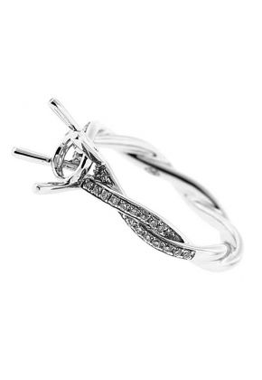 Twist Shank 0.15ct Diamond Semi Mount Engagement Ring 18kt White Gold