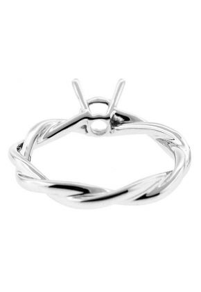 Twist Shank 0.15ct Diamond Semi Mount Engagement Ring 18kt White Gold