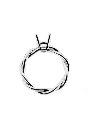 Twist Shank 0.15ct Diamond Semi Mount Engagement Ring 18kt White Gold